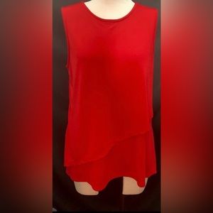 Liz Claiborne Women's Sleeveless Red Crossover Front Top-Size L- NWOT